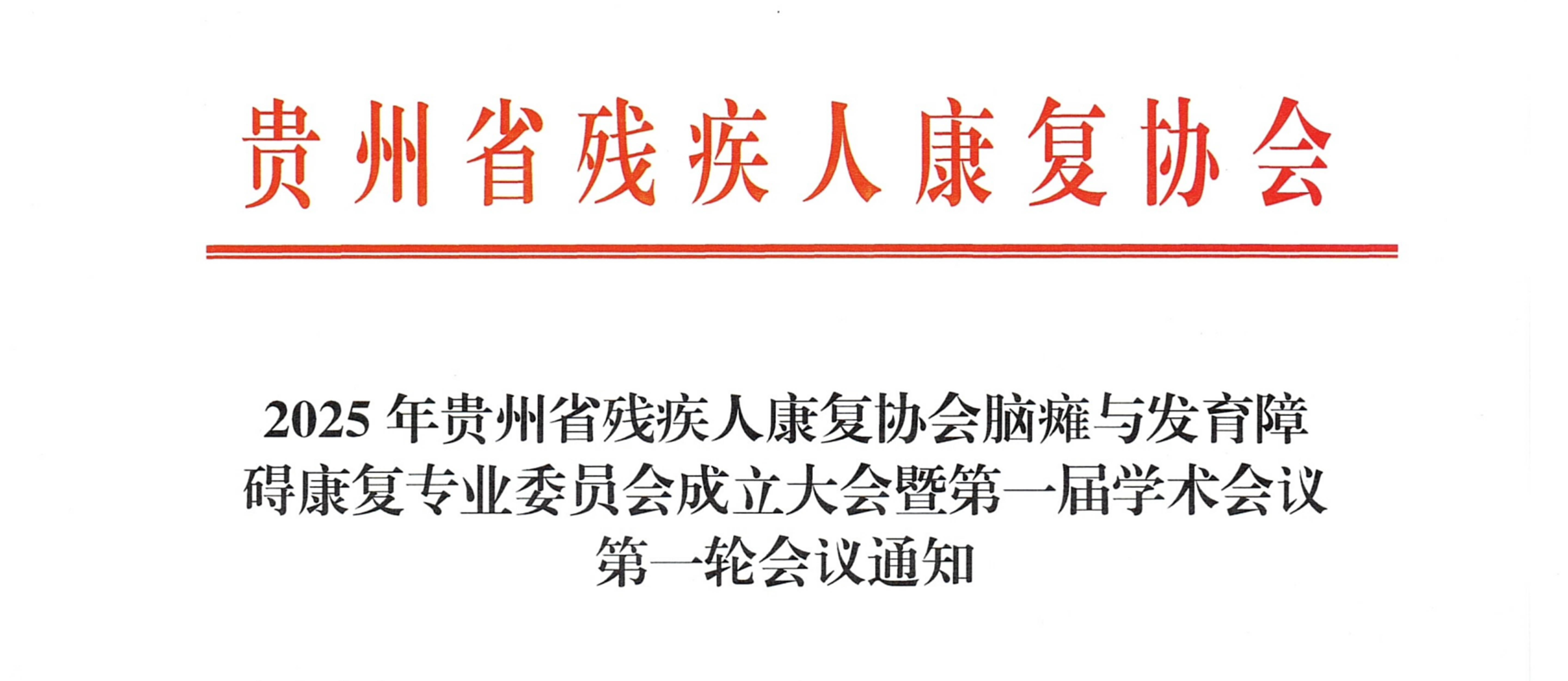 羽豐醫療誠邀丨2025年貴州省殘疾人康復協會腦癱與發育障礙康復專業委員會成立大會暨第一屆學術會議第一輪會議通知